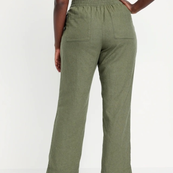 NWT OLD NAVY High-Waisted Linen-Blend Straight Pants Color: Olive - Picture 6 of 7
